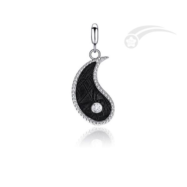 Tai Chi  Meteorite 925 Sterling Silver Jewelry Pendant 2 in 1 13*20 mm