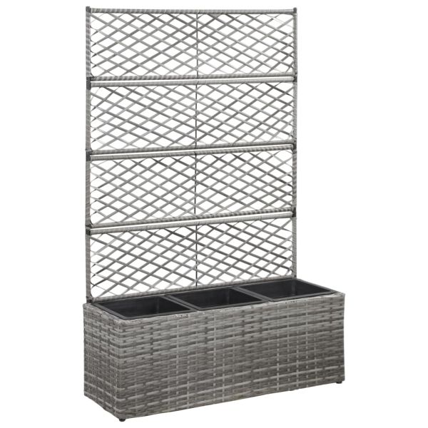 Trellis Raised Bed with 3 Pots Indoor Outdoor Garden Patio Courtyard  Poly Rattan Planter Promotion Usage for Climbing  Plants