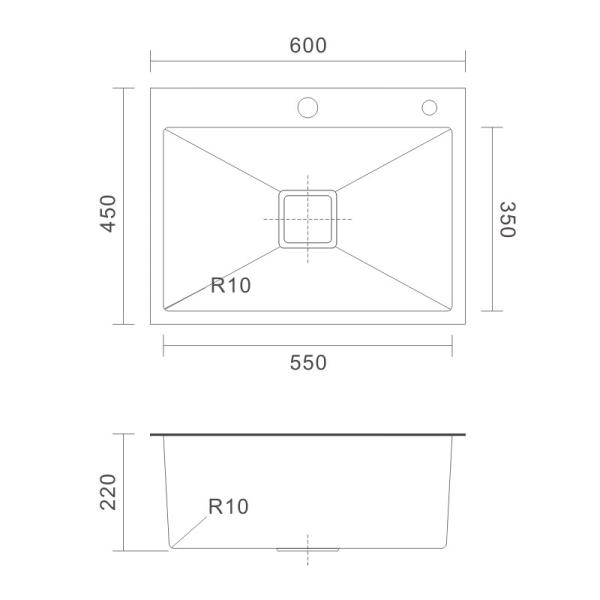 18 Gauge Flush Mount Stainless Steel Kitchen Sink 33x22