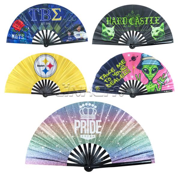 Wedding Custom 27/33cm Large Hand Fan Bamboo Wood Folding UV Fan for Holiday