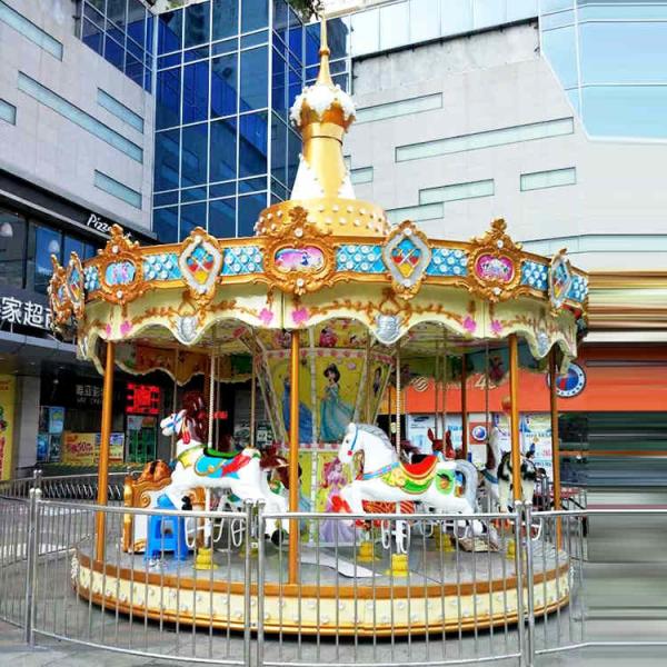 Fiberglass Colorful Horse Carousel Ride , Toddler Carousel Ride 16 Seats