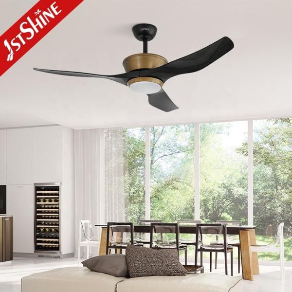 Ajuste de tempo 52 Aur preto ABS lâminas ventilador de teto com luz LED e DC motor de cobre