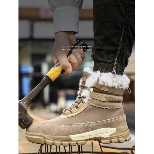 Botas de trabajo de seguridad aisladas de lana de cuero suede de corte medio de 6KV