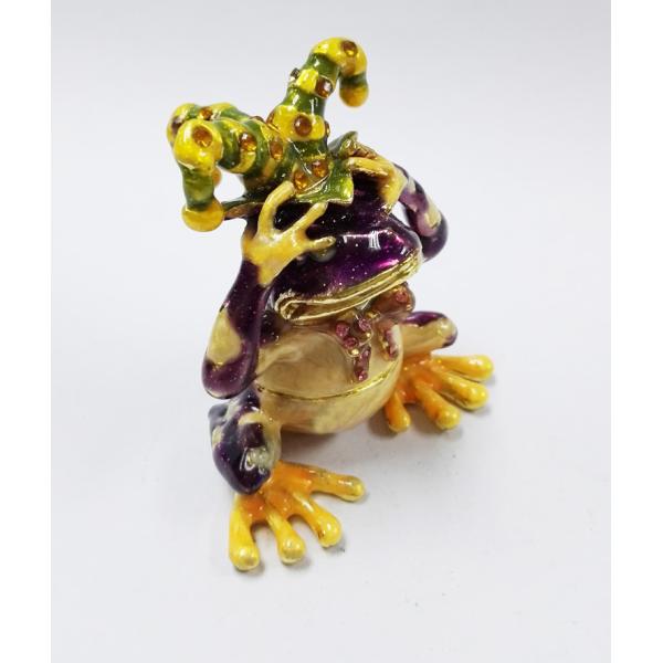 Chimbing frog hinged trinket box metal trinket box treasure box metal jewelry box