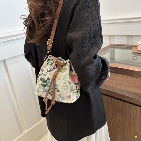 NEW CHINESE NATIONAL WIND ARMPIT BUCKET BAG SIMPLE FASHION TREND SUMMER NEW LINEN STYLE HIGH-GRADE SENSE SINGLE SHOULDER