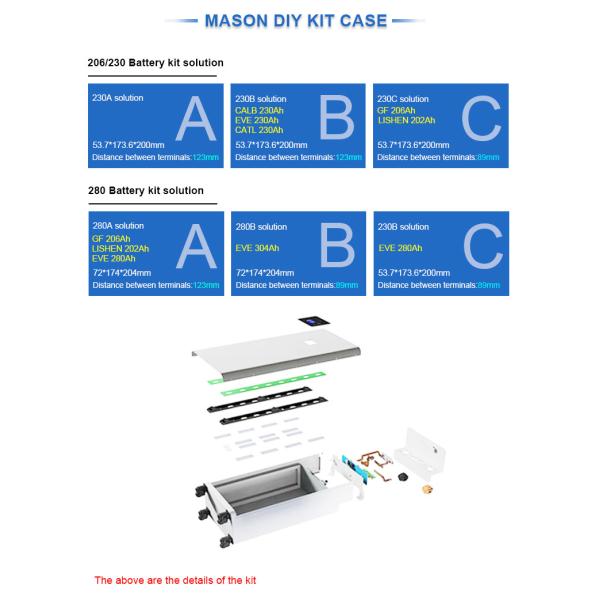 Mason 280L Seplos DIY Kit Suit 280Ah 304ah 302Ah Клетки из стальной стойки