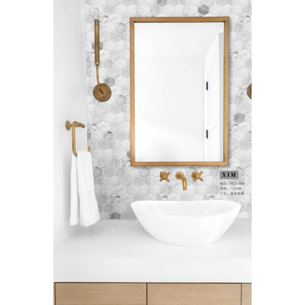 Струйная плитка стены мозаики шестиугольника SGS печатания, мрамор Countertop 48x6mm стеклянный кафельный деревянный