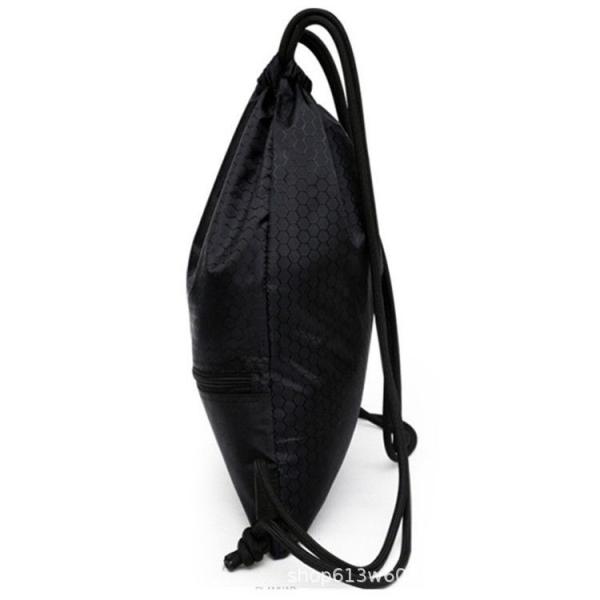Black Printed Nylon Drawstring Backpack Water Resistant For Swimming / Travel