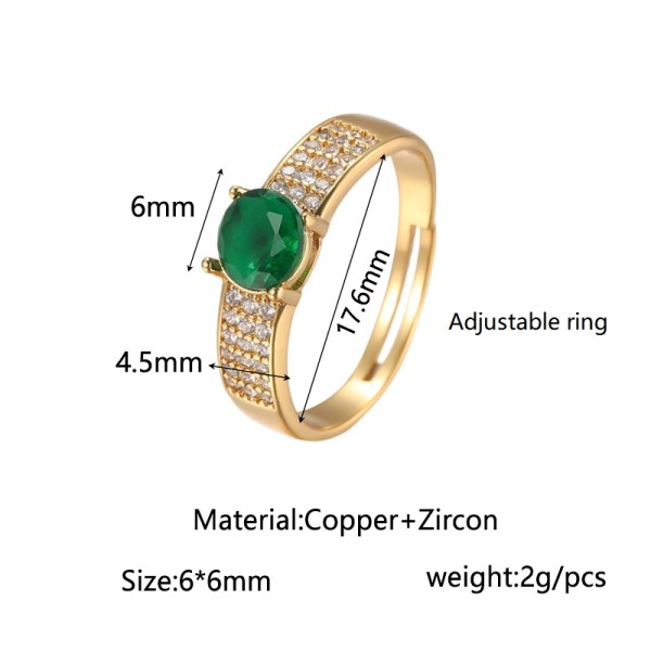 Custom 18K Gold Plated Brass Zircon Ring High End Open Adjustable Fashion Versatile and Elegant Women's Jewelry Rings