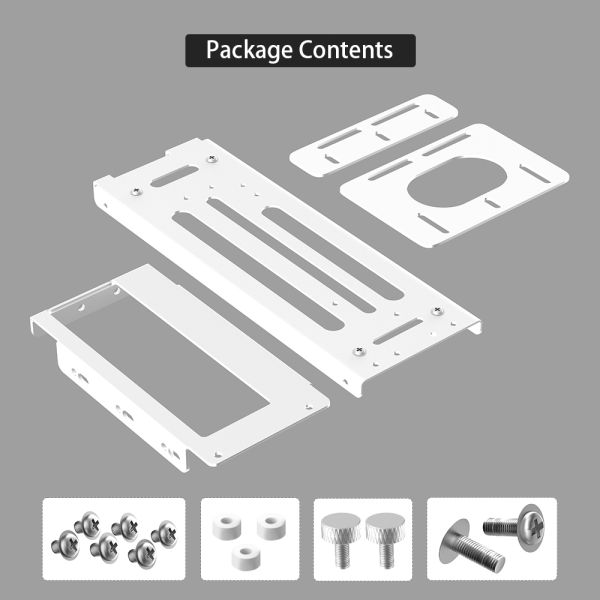 Vertical GPU Mount Bracket with 2 Slots and Durable Metal Construction for eGPU Dock in White