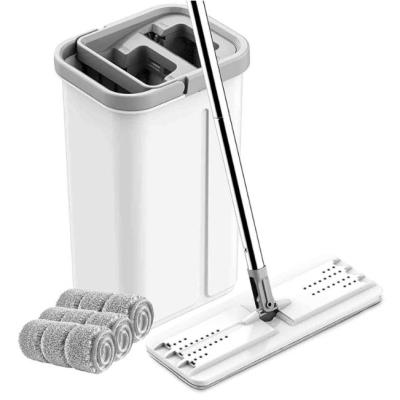 Dry And Wet Flat Microfiber Cleaning Mop With Bucket 125cm Length