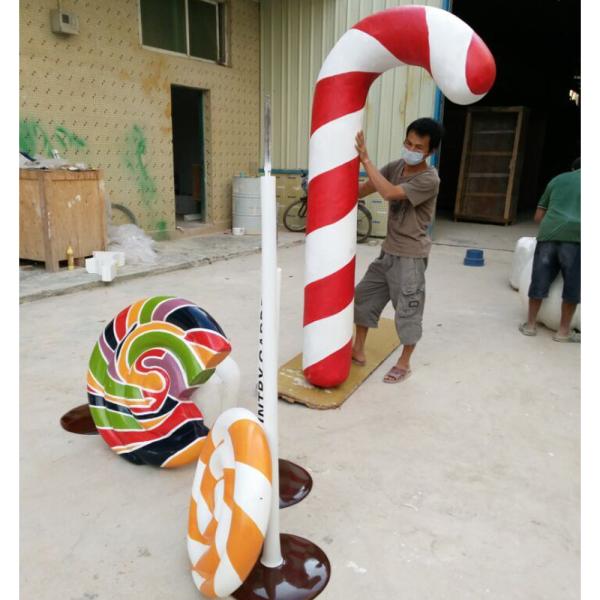 large fiberglass  statue  colorful lollipop model as decoration  in plaza hall or square