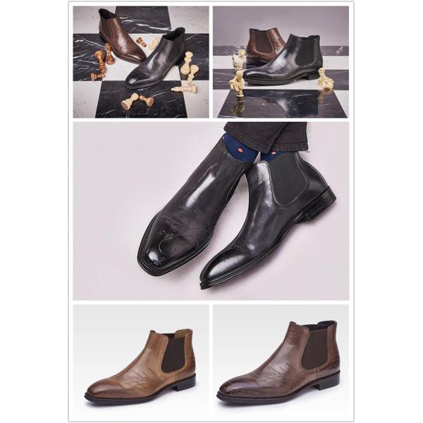 Ручно изготовленные мужские натуральные кожаные ботинки / высокие ботинки для лодыжек экологически чистые