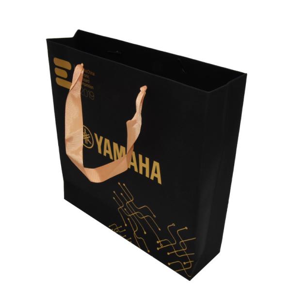 Eco Friendly Custom Paper Shopping Bags 210gsm Craft Gold Foil With Cotton Rope Handle
