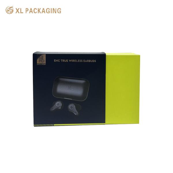 XL Packaging Black Rigid Paper Earphone Packaging Box  Shockproof Mobile Bluetooth Headset Box With Magnetic Closure Foam Insert Gloss Lamination Sleek Design For Wireless Earbuds Tech Gifts