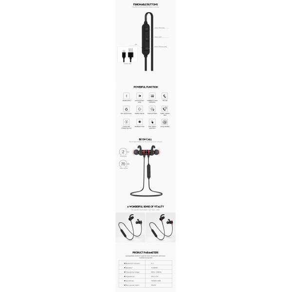 MSDS In Ear Bluetooth Earphones Wireless Magnetic Waterproof Headphones