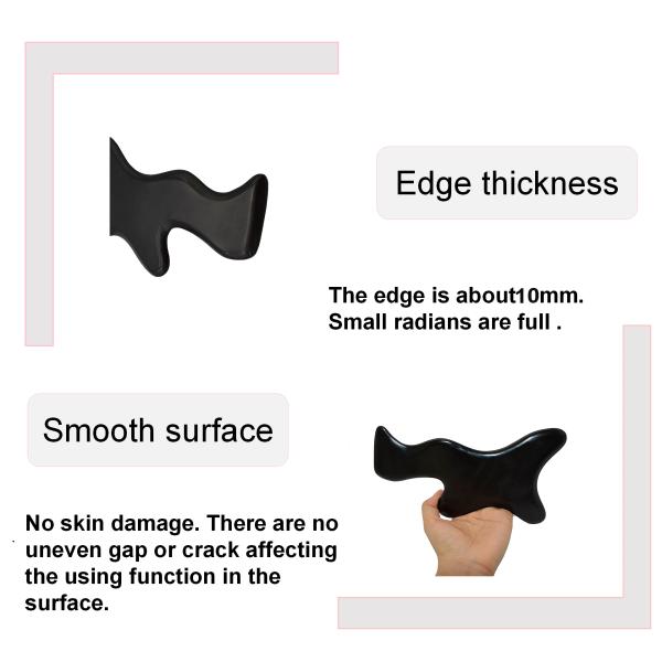 Black Large Bian Stone Gua Sha Lymphatic Drainage Massage Tool for Neck Back Shoulder Waist Buttock Body Therapy Massager Tools