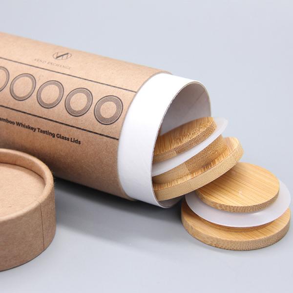 Boca Larga Mason Jar Can de cerveja de vidro de 70 mm tampas de bambu com buraco de palha