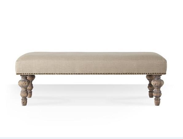 Home Furniture Stripe Pattern ottoman stool for Shoes Changing Stool,oak wood with linen  fabric