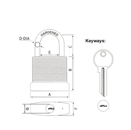 Rarlux Anti-rust Waterproof Steel Padlock with Plastic Cover Long Shackle Laminated Design-Zhejiang Origin