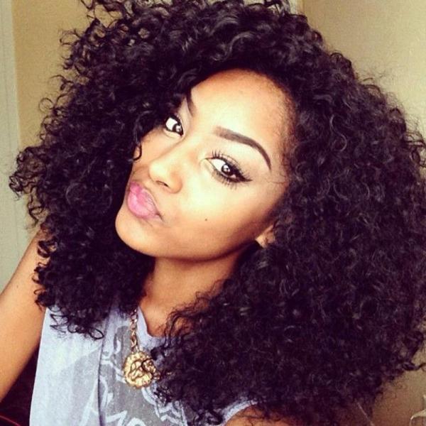 Black Women 100 Percent Human Hair Lace Front Wigs Deep Kinky Curly Healthy
