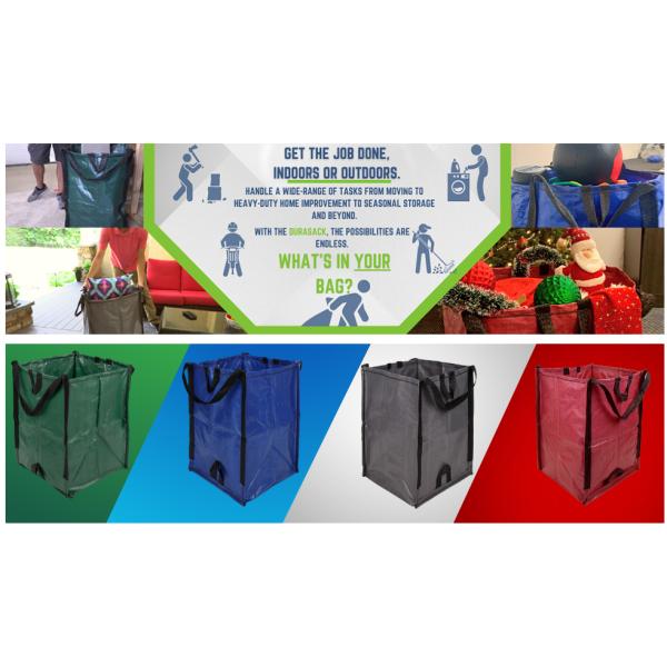 Heavy Duty Home and Yard Waste Bag 48-Gallon Woven Polypropylene, Reusable Lawn and Leaf Garden Bag with Reinforced