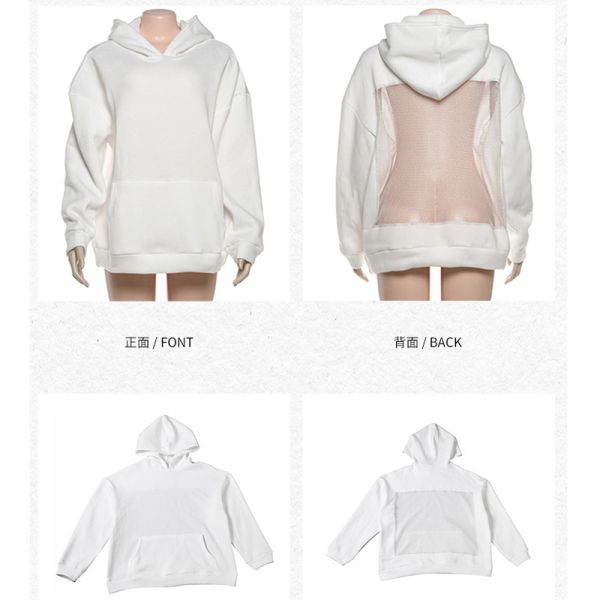 Customize Solid Rhinestone Bling Hollow Out Hoodie Backless Design Eye-Catching Must-Have Polyester/Cotton Oversized Breathable