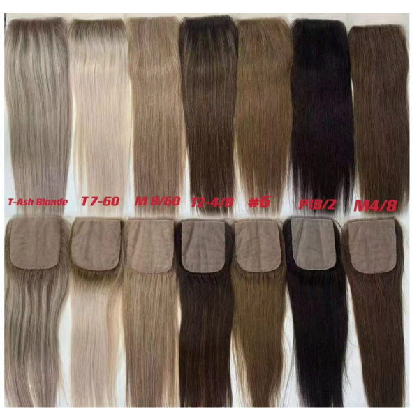 Factory Wholesale Lace Topper 5x5 100% Raw VRIGHIN  Human Hair Pre Colored Mesh Integration Closure DROP SHIPPING REDAY TO GO