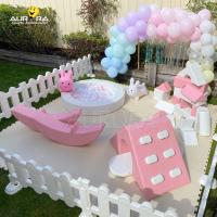 Pacote de equipamento de brinquedo interior Aluguer de playground rosa e branco Kids Play Party