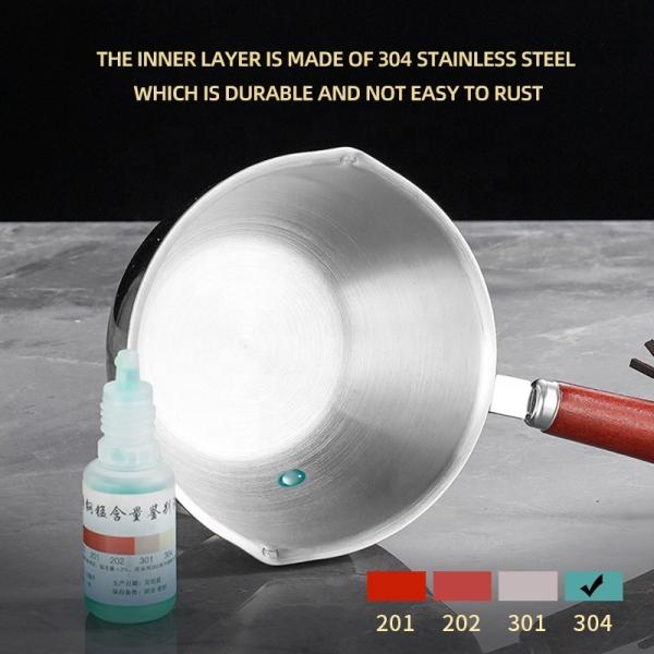 New Arrival Cooking Pot 18/8 Stainless Steel Frying Egg Pot Pan Cooking Pan Spilled Oil Pot With Wooden Handle