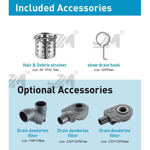 Square Shower Floor Drain Brushed 304 Stainless Steel Material