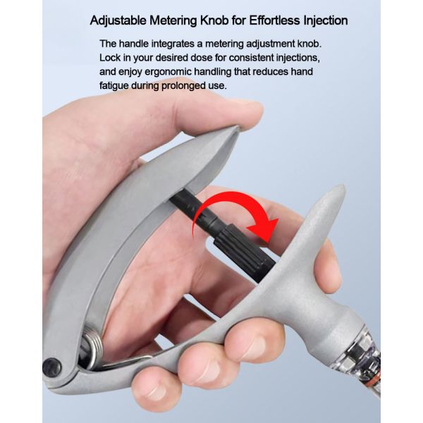 Adjustable Dose Veterinary Syringe with Continuous Injection and Medical Grade Plastic for Livestock