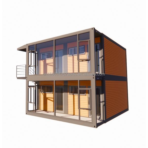 Diseño moderno Casa de contenedores de dos pisos con cuatro dormitorios para villas prefabricadas o oficinas combinadas