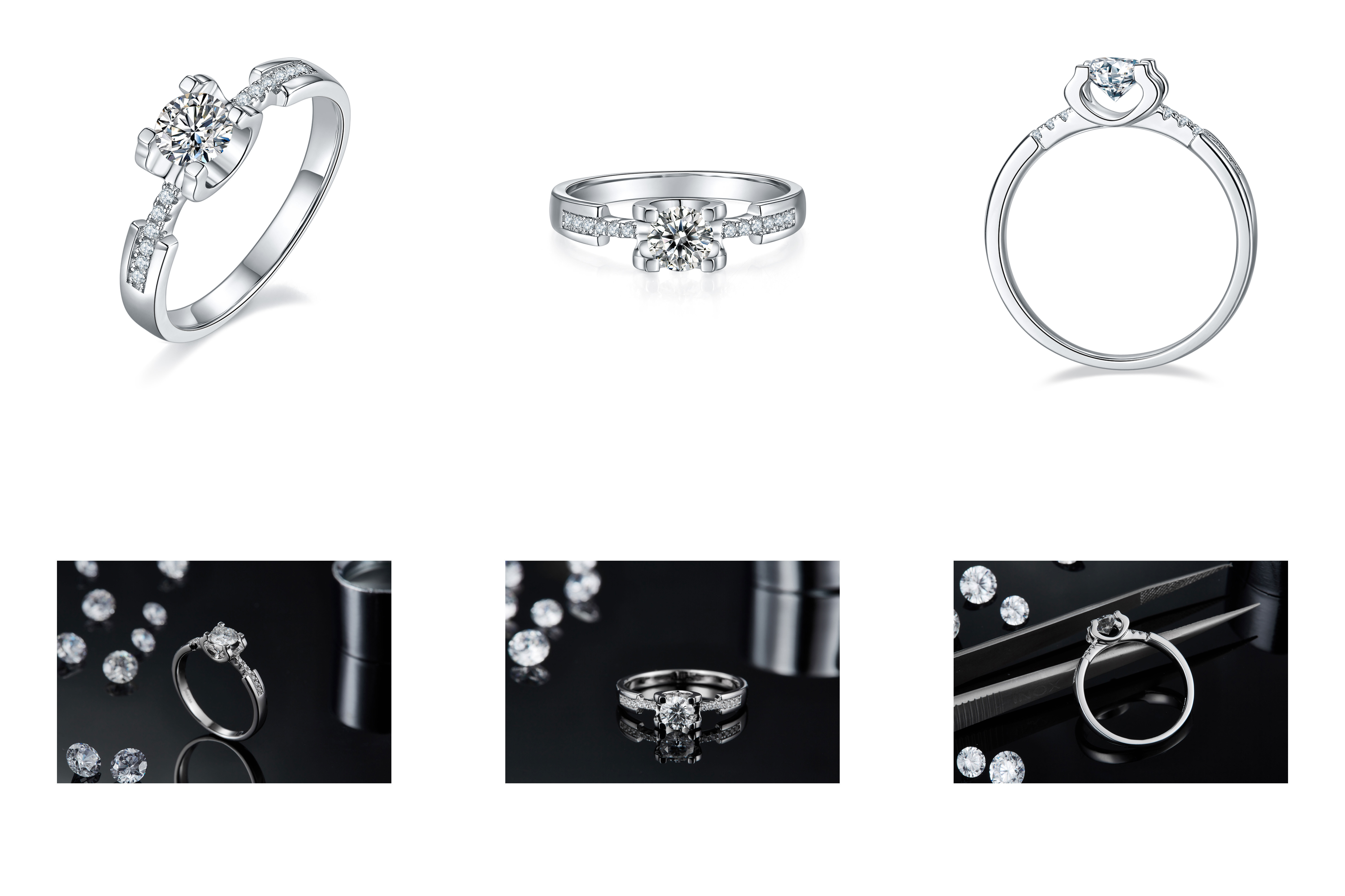 Обручальное кольцо Sytle белого диаманта Moissanite минималистское изготовленное на заказ для женщин