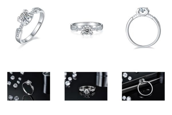 White Moissanite Diamond Minimalist Custom Sytle Wedding Ring For Women