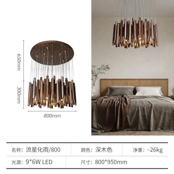 Dining Living Room Farmhouse Kitchen Table Solid Wood Led Pendant Chandelier Lamp Retro Wooden Hanging Chandelier (WH-VP-320)