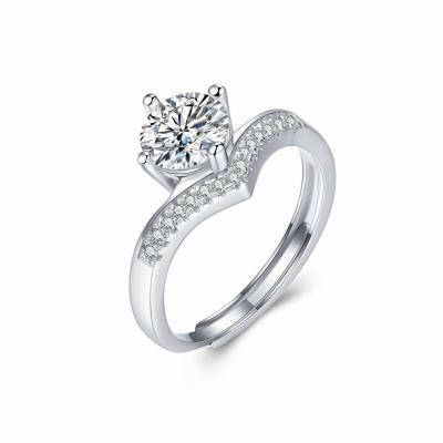 0.5 1 Carat 6 Prong Moissanite Ringe de fiançailles D VSS1 925 argent sterling personnalisé