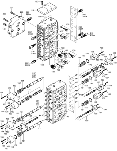 Doosan DX380LC-3 Гидравлический главный клапан управления, 410105-00087A Запчасти для экскаватора Daewoo