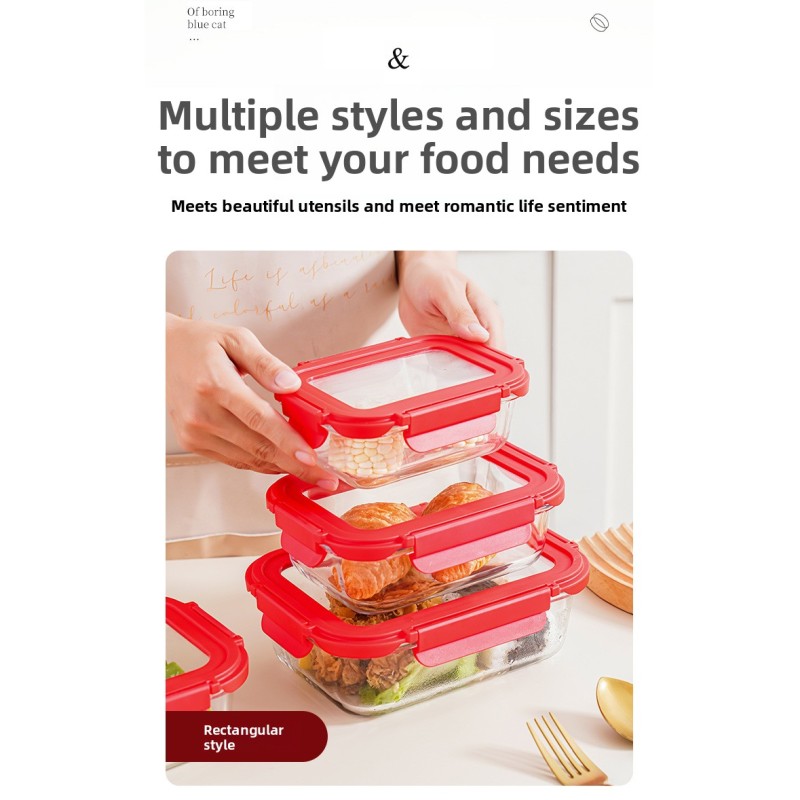 High Borosilicate Microwaveable Glass Bento Box Heating Function Lunch Box Special Meal Box for Office Workers