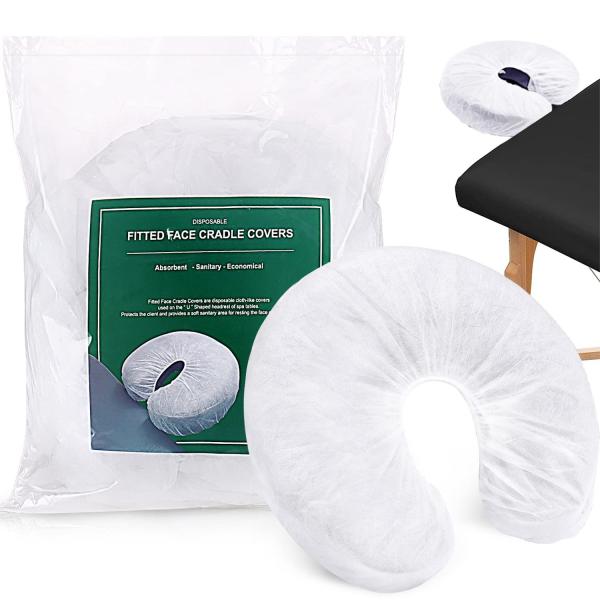 Disposable Face Cradle Covers, Non-Woven U-Shaped Massage Pillow Covers, Fitted Face Pillow Cushion, Non-Sticking