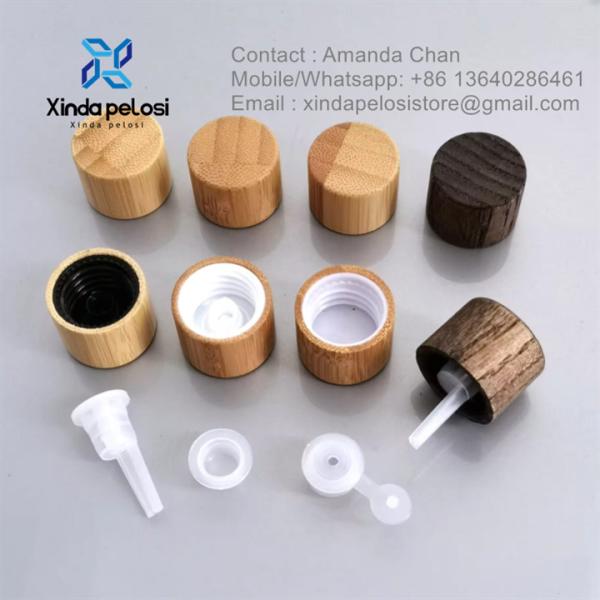 Preço da fábrica Bamboo Cap Glass Cap Botão de óleo essencial Cap Cap de madeira com gotas Plug para venda