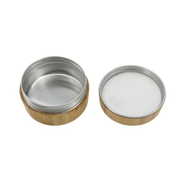 Aluminum Luxury Cosmetic Jar Cylindrical Body Lotion Container With Bamboo Casings