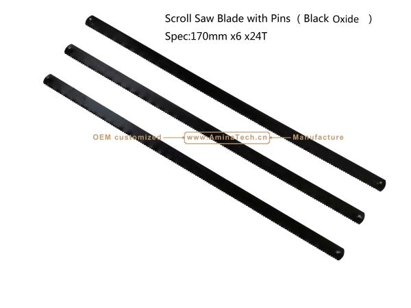 Scroll Saw Blade with Pins （Black Oxide）Spec:170mmx6x24T Cutting wood,Plastic,Low-hardness metal
