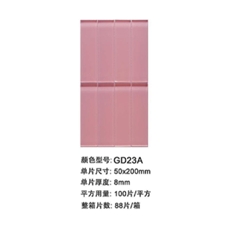 Pink Glass Mosaic — Slim Strip & Finger Mosaic Wall Tile Collection