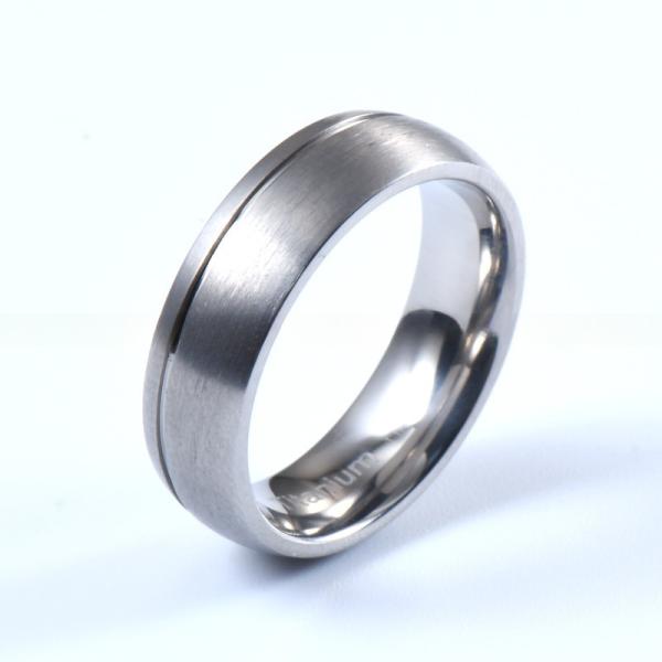 Bague de fiançailles et de mariage en titane avec rainure décalée, finition mate brossée, 6 mm et 8 mm, pour hommes et femmes