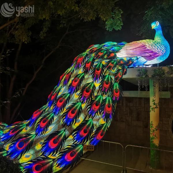 Traditional Peacock Flower Chinese Festival Lantern for Outdoor Light Exhibition