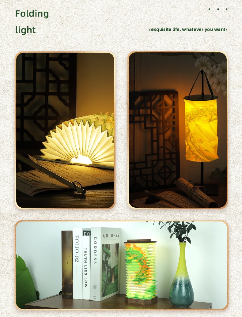 3500K Desk Origami Crinkle Paper Square Floor Lamp Rotating Dragon Boat Printing