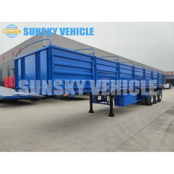 3-Axle Flatbed Trailer With Folding Sideboard Grain Semi Trailer For Sale