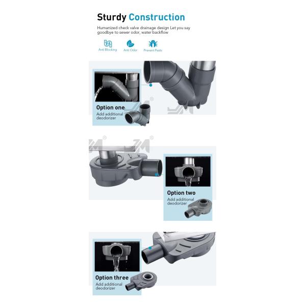 Stainless Steel 304 Shower Floor Drain Square Shape With Satin Polished Finish