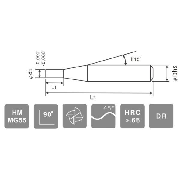 High Wear Resistant HRC65 45 Spiral Angle Tungsten Carbide Milling Cutter